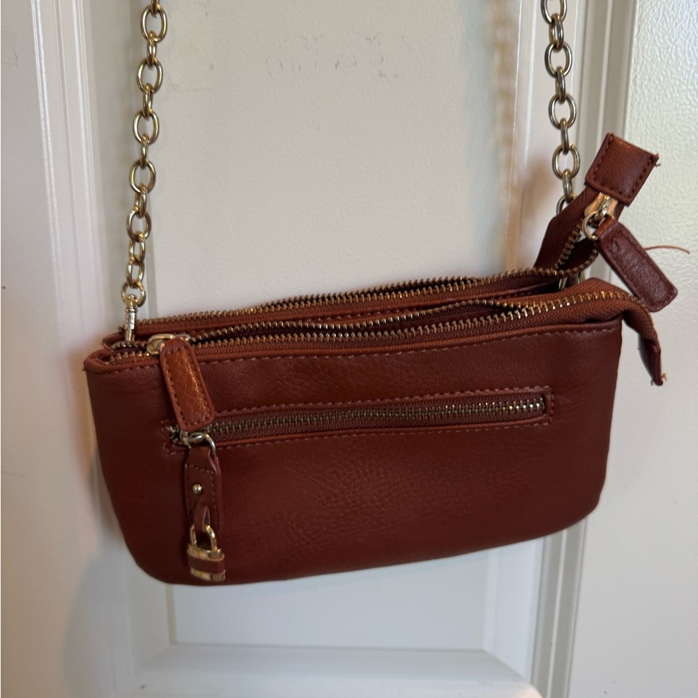Brown Leather Chain Strap Bag